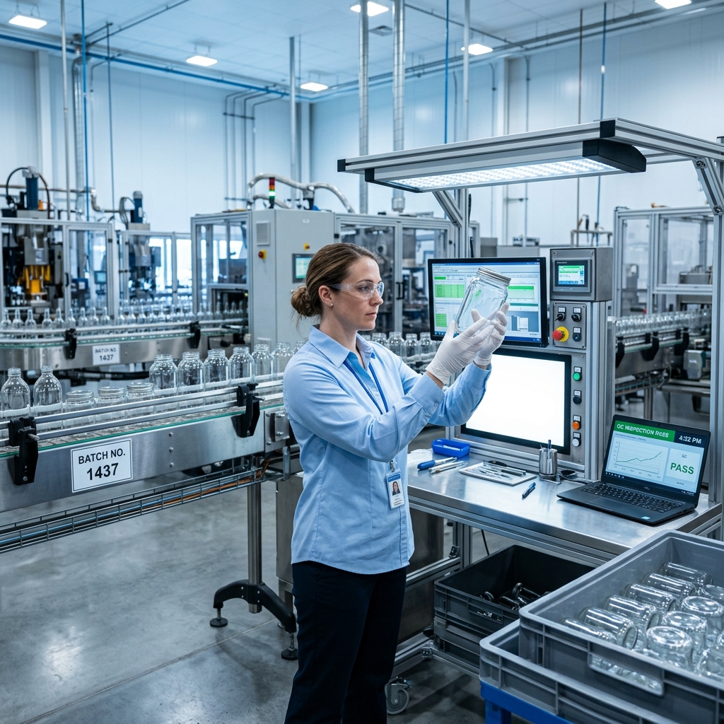 Glassware quality control line inspection